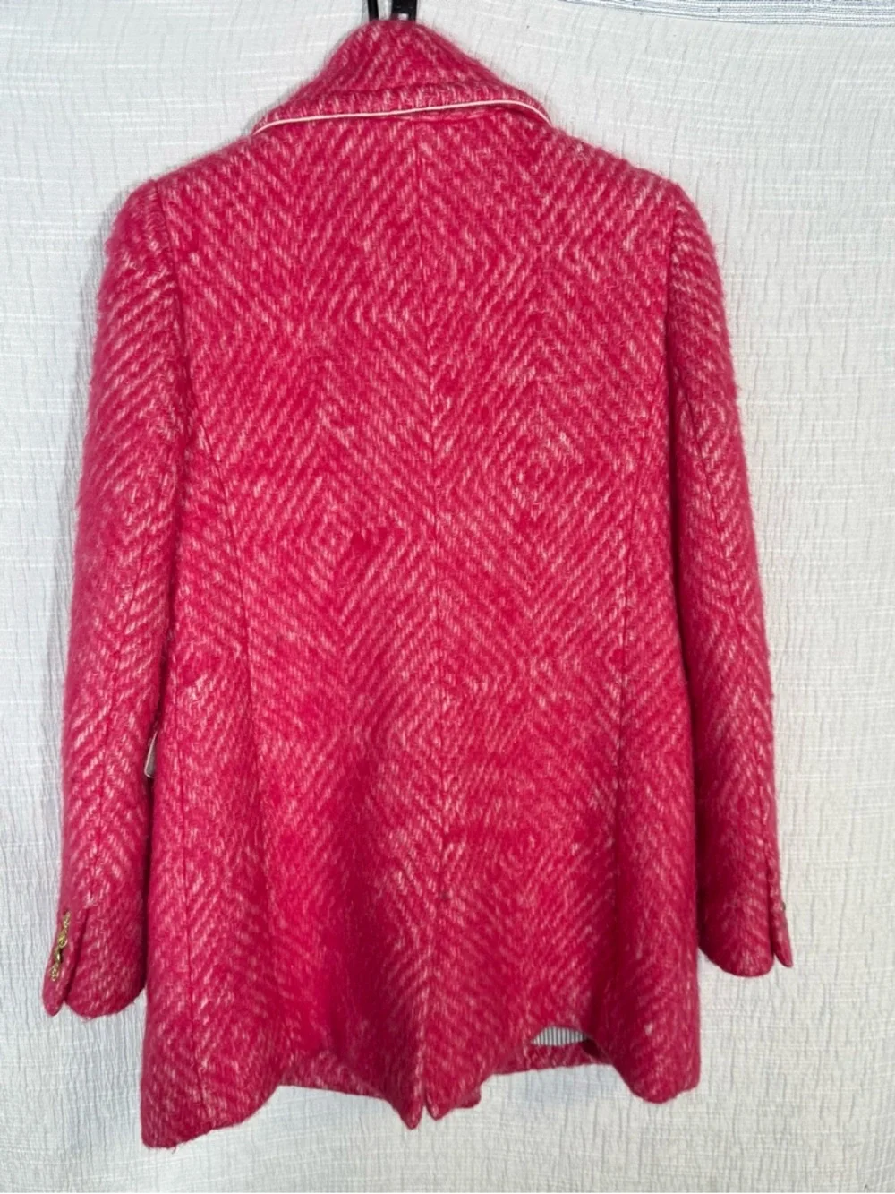 J. Crew Women's Diamond Tweed Peacoat‎ In Raspberry bubblegum pink  Wool Size: 2